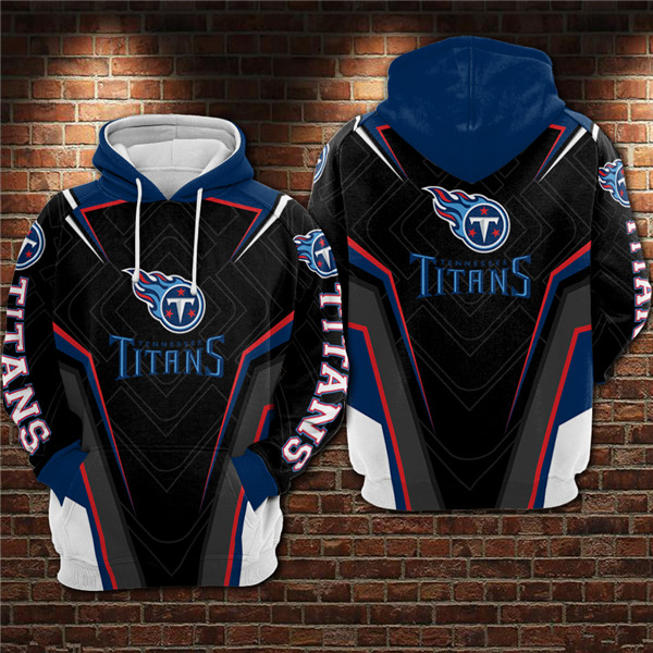 Men's Black/Blue Tennessee Titans 3D All Over Print Pullover Hoodie